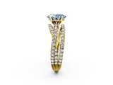 Yellow gold Fancy Blue Oval  Solitaire Twist Band with Pavé Setting and Four-Prong Setting_116