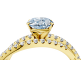 Yellow gold Fancy Blue Oval  Solitaire Twist Band with Pavé Setting and Four-Prong Setting_118