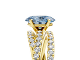Yellow gold Fancy Blue Oval  Solitaire Twist Band with Pavé Setting and Four-Prong Setting_119