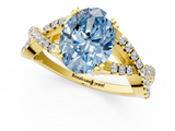 Yellow gold Fancy Blue Oval  Solitaire Twist Band with Pavé Setting and Four-Prong Setting_18