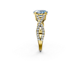 Yellow gold Fancy Blue Oval  Solitaire Twist Band with Pavé Setting and Four-Prong Setting_19