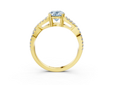 Yellow gold Fancy Blue Oval  Solitaire Twist Band with Pavé Setting and Four-Prong Setting_20