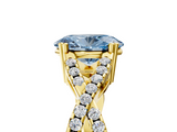 Yellow gold Fancy Blue Oval  Solitaire Twist Band with Pavé Setting and Four-Prong Setting_22