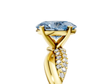 Yellow gold Fancy Blue Oval  Solitaire Twist Band with Pave Prong Setting_33