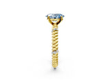 Yellow gold Fancy Blue Oval  Solitaire Twisted Band Prong Set Engagement Ring_64