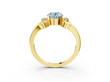 Yellow gold Fancy Blue Oval  Solitaire Twisted Band Scroll Prong Ring_6