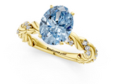 Yellow gold Fancy Blue Oval  Solitaire Twisted Band with Pavé Accents and Four-Prong Setting_4