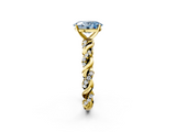 Yellow gold Fancy Blue Oval  Solitaire Twisted Band with Pavé Accents and Four-Prong Setting_5