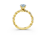 Yellow gold Fancy Blue Oval  Solitaire Twisted Band with Pavé Accents and Four-Prong Setting_6