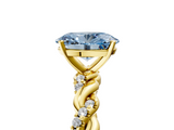 Yellow gold Fancy Blue Oval  Solitaire Twisted Band with Pavé Accents and Four-Prong Setting_8