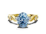 Yellow gold Fancy Blue Oval  Solitaire Twisted Band with Prong Setting 1