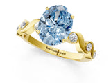 Yellow gold Fancy Blue Oval  Solitaire Twisted Band with Prong Setting 2