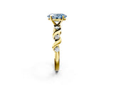 Yellow gold Fancy Blue Oval  Solitaire Twisted Band with Prong Setting 3