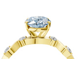 Yellow gold Fancy Blue Oval  Solitaire Twisted Band with Prong Setting 5