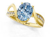Yellow gold Fancy Blue Oval  Solitaire Twisted Band with Prong Setting_4