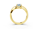 Yellow gold Fancy Blue Oval  Solitaire Twisted Band with Prong Setting_6