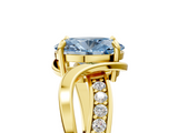 Yellow gold Fancy Blue Oval  Solitaire Twisted Band with Prong Setting_8