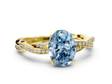 Yellow gold Fancy Blue Oval  Solitaire Twisted Pave Diamond Ring with Four-Prong Setting_12