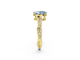 Yellow gold Fancy Blue Oval  Solitaire Twisted Pave Diamond Ring with Four-Prong Setting_14