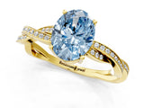 Yellow gold Fancy Blue Oval  Solitaire Twisted Pave Diamond Ring with Four-Prong Setting_81