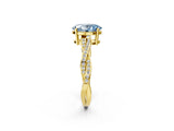 Yellow gold Fancy Blue Oval  Solitaire Twisted Pave Diamond Ring with Four-Prong Setting_82