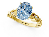 Yellow gold Fancy Blue Oval  Solitaire Vine Band with Milgrain Prong Setting_4
