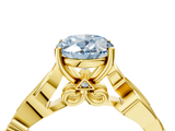 Yellow gold Fancy Blue Oval  Solitaire Vine Band with Milgrain Prong Setting_7
