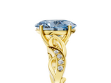 Yellow gold Fancy Blue Oval  Solitaire Vine Band with Milgrain Prong Setting_8
