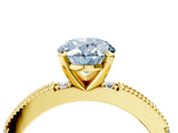 Yellow gold Fancy Blue Oval  Solitaire with Pavé Band and Four-Prong Setting_321