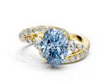Yellow gold Fancy Blue Oval  Solitaire with Pavé Twist Band and Four-Prong Setting_71