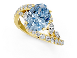 Yellow gold Fancy Blue Oval  Solitaire with Pavé Twist Band and Four-Prong Setting_72