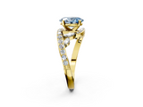 Yellow gold Fancy Blue Oval  Solitaire with Pavé Twist Band and Four-Prong Setting_73