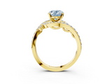 Yellow gold Fancy Blue Oval  Solitaire with Pavé Twist Band and Four-Prong Setting_74