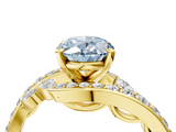 Yellow gold Fancy Blue Oval  Solitaire with Pavé Twist Band and Four-Prong Setting_75