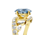 Yellow gold Fancy Blue Oval  Solitaire with Pavé Twist Band and Four-Prong Setting_76