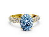 Yellow gold Fancy Blue Oval  Solitaire with Pave Band and Four-Prong Setting_3