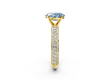 Yellow gold Fancy Blue Oval  Solitaire with Pave Band and Four-Prong Setting_5