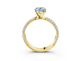 Yellow gold Fancy Blue Oval  Solitaire with Pave Band and Four-Prong Setting_6