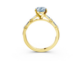 Yellow gold Fancy Blue Oval  Solitaire with Side Baguettes and Channel Set Band_47