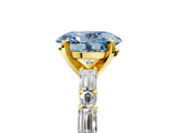 Yellow gold Fancy Blue Oval  Solitaire with Side Baguettes and Channel Set Band_49