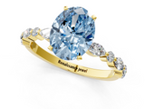 Yellow gold Fancy Blue Oval  Solitaire with Side Stones on a Pavé Band and Four-Prong Setting_24