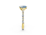 Yellow gold Fancy Blue Oval  Solitaire with Side Stones on a Pavé Band and Four-Prong Setting_25