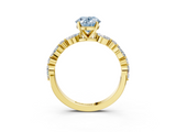 Yellow gold Fancy Blue Oval  Solitaire with Side Stones on a Pavé Band and Four-Prong Setting_26