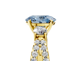 Yellow gold Fancy Blue Oval  Three-Stone Diamond Ring with Pavé Split Shank and Four-Prong Setting_87