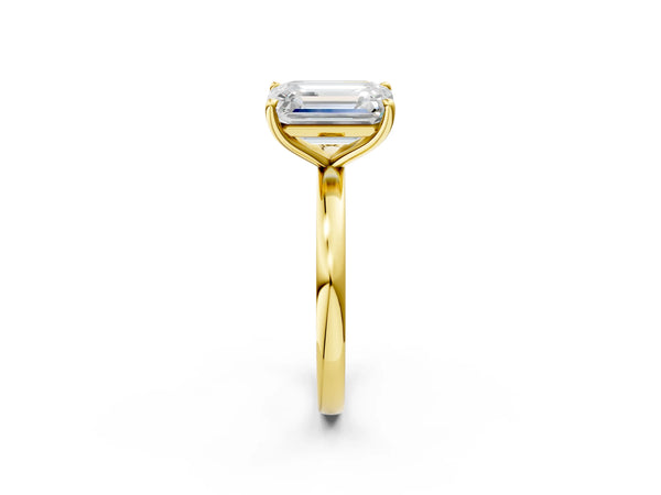 Yellow gold Fancy Blue Oval  and Emerald Cut Toi Moi Ring with Prong Setting
