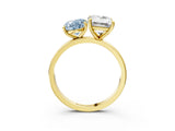Yellow gold Fancy Blue Oval  and Emerald Cut Toi Moi Ring with Prong Setting_66
