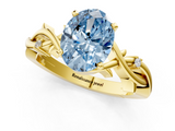 Yellow gold Fancy Blue Oval cut Solitaire Twisted Band Prong Setting Ring_189