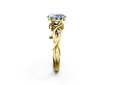Yellow gold Fancy Blue Oval cut Solitaire Twisted Band Prong Setting Ring_190