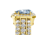 Yellow gold Fancy Blue Pear -Cut Halo Diamond Ring with Split Shank and Four-Prong Setting_92
