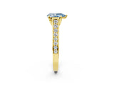 Yellow gold Fancy Blue Pear  Brilliant Cut Diamond Engagement Ring with Pavé Band and Four-Prong Setting_50